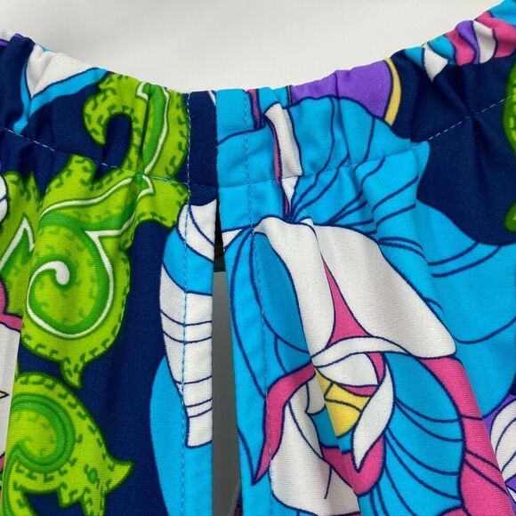 Jude  Connally Women’s Lisa Dress Floral Blue Multi Key Hole Halter Shift Stretc - Picture 8 of 12